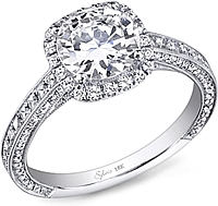 Sylvie Pave Halo Diamond Engagement Ring