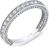 Sylvie Pave Milgrain Diamond Wedding Band