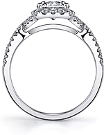 This image shows the setting with a 1.00ct round brilliant cut center diamond. The setting can be ordered to accommodate any shape/size diamond listed in the setting details section below.