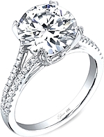 This image shows the setting with a 1.00ct round brilliant cut center diamond. The setting can be ordered to accommodate any shape/size diamond listed in the setting details section below.