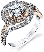 This image shows the setting with a 1.00ct round brilliant cut center diamond. The setting can be ordered to accommodate any shape/size diamond listed in the setting details section below.