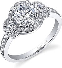 Sylvie Three Stone Diamond Engagement Ring