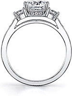 This image shows the setting with a 1.50ct round brilliant cut center diamond. The setting can be ordered to accommodate any shape/size diamond listed in the setting details section below.