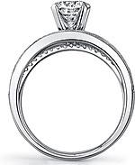 This image shows the setting with a 1.00ct round brilliant cut center diamond. The setting can be ordered to accommodate any shape/size diamond listed in the setting details section below.