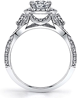 This image shows the setting with a 1.00ct round brilliant cut center diamond. The setting can be ordered to accommodate any shape/size diamond listed in the setting details section below.