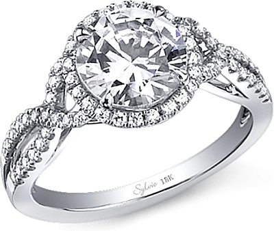 Houston Diamond District 2.1 Carat t.w Round Shape/Center Designer Split Shank Halo Style with Milgrain CZ Engagement Ring