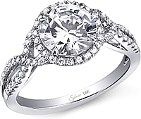 Sylvie Twist Shank Halo Diamond Engagement Ring