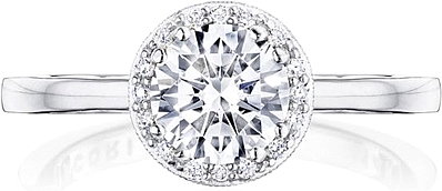 This image shows the setting with a 1.00ct round brilliant cut center diamond. The setting can be ordered to accommodate any shape/size diamond listed in the setting details section below.