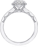 This image shows the setting with a 1.00ct round brilliant cut center diamond. The setting can be ordered to accommodate any shape/size diamond listed in the setting details section below.