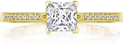 This image shows the setting with a 1.00ct princess cut center diamond. The setting can be ordered to accommodate any shape/size diamond listed in the setting details section below.