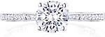 This image shows the setting with a 1.00ct round brilliant cut center diamond. The setting can be ordered to accommodate any shape/size diamond listed in the setting details section below.