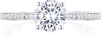 This image shows the setting with a 1.00ct round brilliant cut center diamond. The setting can be ordered to accommodate any shape/size diamond listed in the setting details section below.