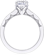 This image shows the setting with a 1.00ct round brilliant cut center diamond. The setting can be ordered to accommodate any shape/size diamond listed in the setting details section below.