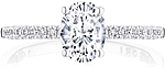 This image shows the setting with a 1.00ct oval cut center diamond. The setting can be ordered to accommodate any shape/size diamond listed in the setting details section below.
