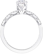This image shows the setting with a 1.00ct oval cut center diamond. The setting can be ordered to accommodate any shape/size diamond listed in the setting details section below.