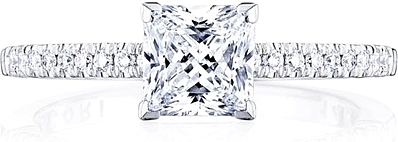This image shows the setting with a 1.00ct princess cut center diamond. The setting can be ordered to accommodate any shape/size diamond listed in the setting details section below.