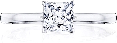 This image shows the setting with a 1.00ct princess cut center diamond. The setting can be ordered to accommodate any shape/size diamond listed in the setting details section below.