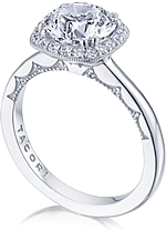 This image shows the setting with a 1.50ct round brilliant cut center diamond. The setting can be ordered to accommodate any shape/size diamond listed in the setting details section below.