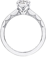 This image shows the setting with a 1.00ct round brilliant cut center diamond. The setting can be ordered to accommodate any shape/size diamond listed in the setting details section below.