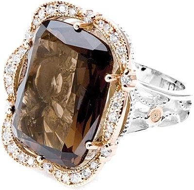 smoky quartz and diamond ring