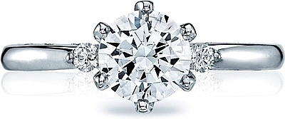 This image shows the setting with a 1.00ct round cut center diamond. The setting can be ordered to accommodate any shape/size diamond listed in the setting details section below.