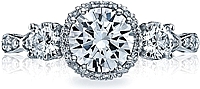 Tacori 3 Stone Halo Diamond Engagement Ring