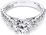 This image shows the setting with a 1.50ct round brilliant cut center diamond. The setting can be ordered to accommodate any shape/size diamond listed in the setting details section below.