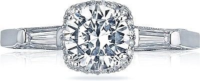 This image shows the setting with a .80ct round cut center diamond. The setting can be ordered to accommodate any shape/size diamond listed in the setting details section below.