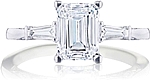 This image shows the setting with a 1.25ct emerald cut center diamond. The setting can be ordered to accommodate any shape/size diamond listed in the setting details section below.