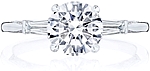 This image shows the setting with a 1.00ct round brilliant cut center diamond. The setting can be ordered to accommodate any shape/size diamond listed in the setting details section below.