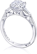 This image shows the setting with a 1.00ct round brilliant cut center diamond. The setting can be ordered to accommodate any shape/size diamond listed in the setting details section below.