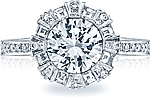 This image shows the setting with a 1.50ct round cut center diamond. The setting can be ordered to accommodate any shape/size diamond listed in the setting details section below.