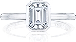 This image shows the setting with a 1.00ct emerald cut center diamond. The setting can be ordered to accommodate any shape/size diamond listed in the setting details section below.