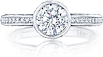 This image shows the setting with a 1.00ct round cut center diamond. The setting can be ordered to accommodate any shape/size diamond listed in the setting details section below.