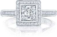 Tacori Bezel Set Pave Halo Diamond Engagement Ring