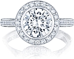 This image shows the setting with a 1.90ct round cut center diamond. The setting can be ordered to accommodate any shape/size diamond listed in the setting details section below.