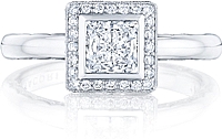 Tacori Bezel Set Princess Cut Pave Halo Engagement Ring