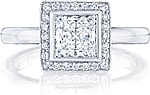 This image shows the setting with a 1.00ct princess cut center diamond. The setting can be ordered to accommodate any shape/size diamond listed in the setting details section below.