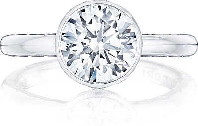 This image shows the setting with a 1.90ct round cut center diamond. The setting can be ordered to accommodate any shape/size diamond listed in the setting details section below.