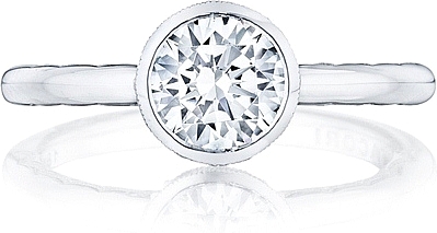 This image shows the setting with a 1.00ct round cut center diamond. The setting can be ordered to accommodate any shape/size diamond listed in the setting details section below.