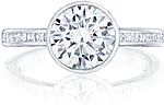 This image shows the setting with a 1.90ct round cut center diamond. The setting can be ordered to accommodate any shape/size diamond listed in the setting details section below.
