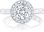This image shows the setting with a 1.25ct round cut center diamond. The setting can be ordered to accommodate any shape/size diamond listed in the setting details section below.