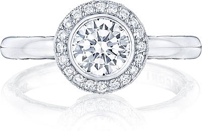 This image shows the setting with a .80ct round cut center diamond. The setting can be ordered to accommodate any shape/size diamond listed in the setting details section below.