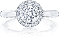 Tacori Bezel Set Round Brilliant Cut Pave Halo Engagement Ring