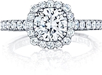 This image shows the setting with a 1.00ct round brilliant cut center diamond. The setting can be ordered to accommodate any shape/size diamond listed in the setting details section below.