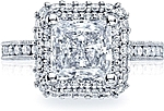 This image shows the setting with a 2.50ct princess cut center diamond. The setting can be ordered to accommodate any shape/size diamond listed in the setting details section below.
