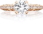 This image shows the setting with a 1.50ct round cut center diamond. The setting can be ordered to accommodate any shape/size diamond listed in the setting details section below.