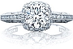This image shows the ring with a 1.00ct round brilliant cut center diamond but can be ordered to accommodate any shape or size diamond listed below.