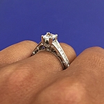 This image shows the setting with a .75ct princess cut center diamond.