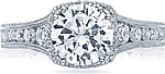 This image shows the setting with a 1.50ct round cut center diamond. The setting can be ordered to accommodate any shape/size diamond listed in the setting details section below.